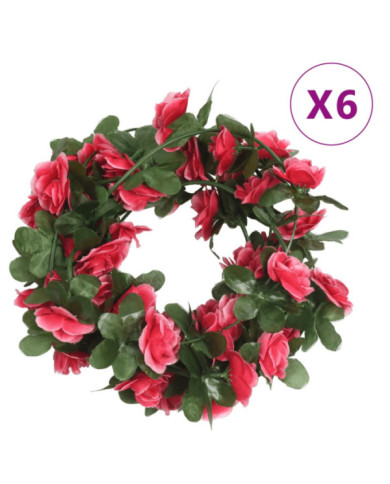 Guirlandes de fleurs de Noël 6 pcs rouge rosé 250 cm | Mobilier & Déco