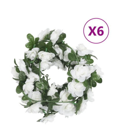 Guirlandes de fleurs de Noël 6 pcs blanc 240 cm | Mobilier & Déco