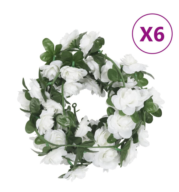 Guirlandes de fleurs de Noël 6 pcs blanc 240 cm | Mobilier & Déco