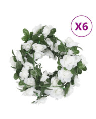 Guirlandes de fleurs de Noël 6 pcs blanc 240 cm | Mobilier & Déco