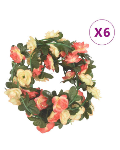 Guirlandes de fleurs de Noël 6 pcs rose et champagne 240 cm | Mobilier & Déco