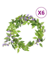Guirlandes de fleurs de Noël 6 pcs violet 200 cm | Mobilier & Déco