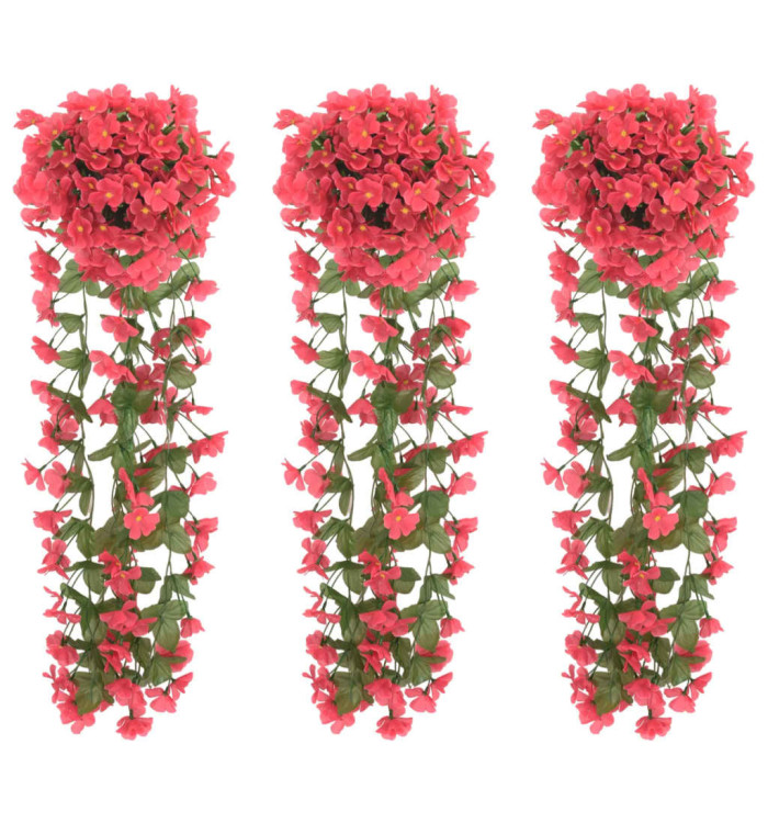 Guirlandes de fleurs de Noël 3 pcs rose 85 cm | Mobilier & Déco
