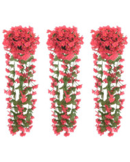 Guirlandes de fleurs de Noël 3 pcs rose 85 cm | Mobilier & Déco