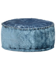 Pouf Rond Velours 40x20 cm Bleu | Mobilier & Déco