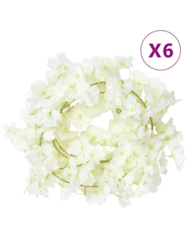 Guirlandes de fleurs de Noël 6 pcs blanc 180 cm | Mobilier & Déco