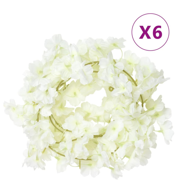 Guirlandes de fleurs de Noël 6 pcs blanc 180 cm | Mobilier & Déco