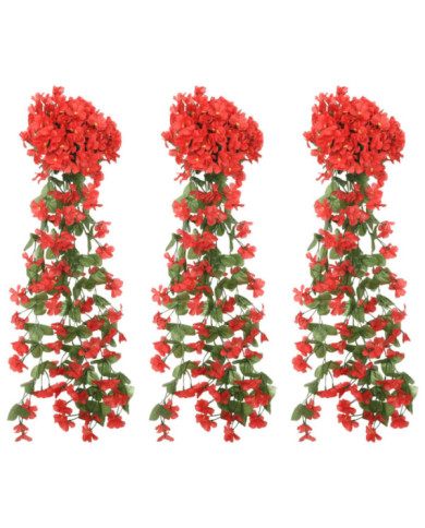 Guirlandes de fleurs de Noël 3 pcs rouge 85 cm | Mobilier & Déco