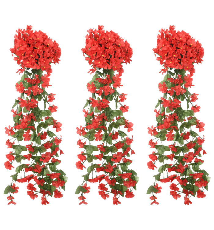 Guirlandes de fleurs de Noël 3 pcs rouge 85 cm | Mobilier & Déco