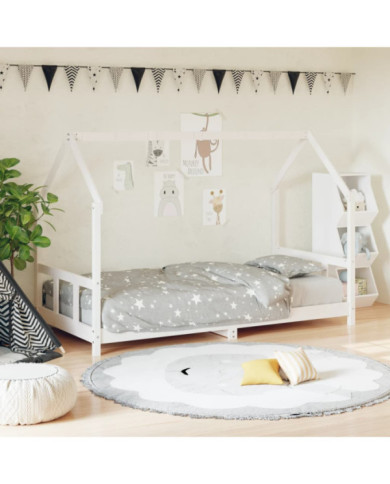 Cadre de lit pour enfants blanc 90x200 cm bois de pin massif | Mobilier & Déco