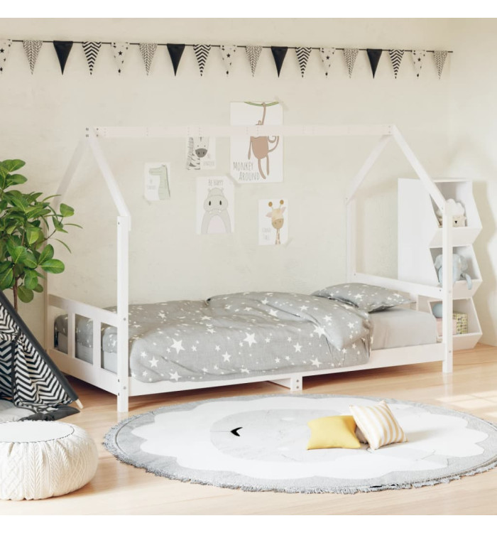 Cadre de lit pour enfants blanc 90x200 cm bois de pin massif | Mobilier & Déco