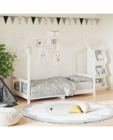 Cadre de lit pour enfant blanc 80x160 cm bois de pin massif | Mobilier & Déco