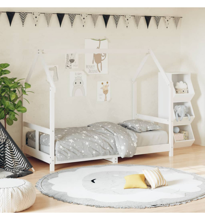 Cadre de lit pour enfant blanc 80x160 cm bois de pin massif | Mobilier & Déco
