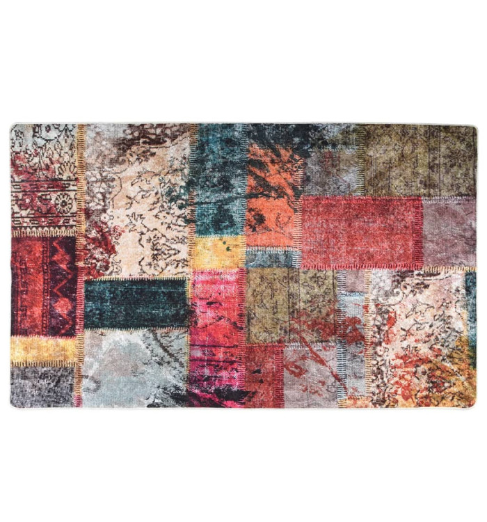Tapis lavable patchwork multicolore 120x170 cm antidérapant | Mobilier & Déco