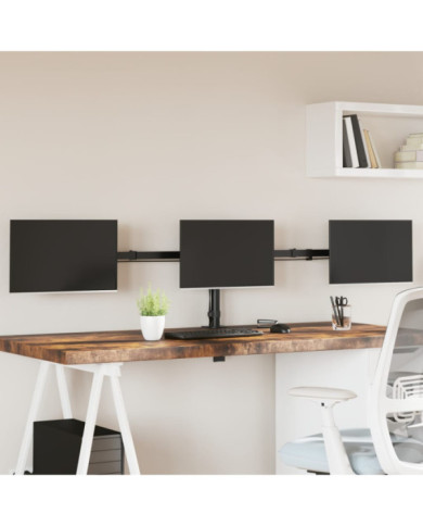 Support de moniteur triple noir acier VESA 75/100 mm | Mobilier & Déco