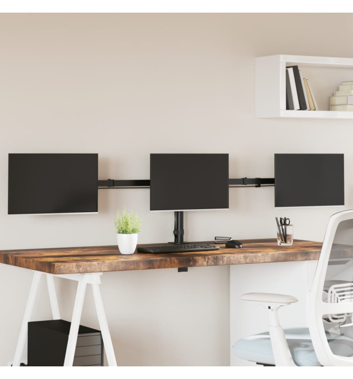 Support de moniteur triple noir acier VESA 75/100 mm | Mobilier & Déco