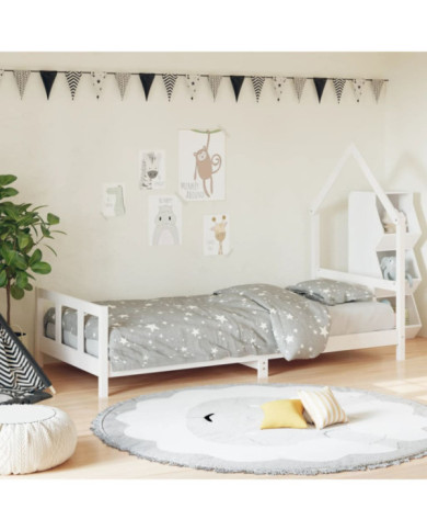 Cadre de lit pour enfants blanc 90x190 cm bois de pin massif | Mobilier & Déco