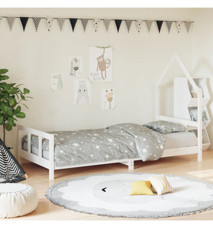 Cadre de lit pour enfants blanc 90x190 cm bois de pin massif | Mobilier & Déco
