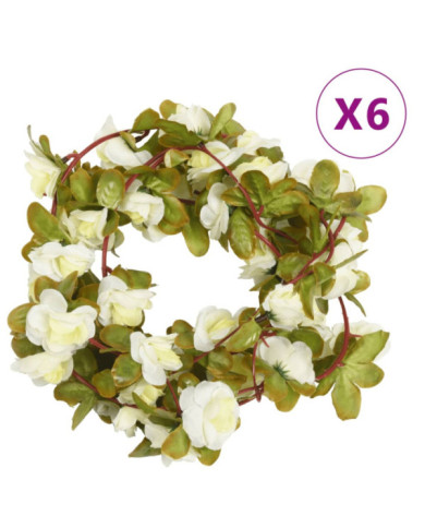 Guirlandes de fleurs de Noël 6 pcs blanc 250 cm | Mobilier & Déco