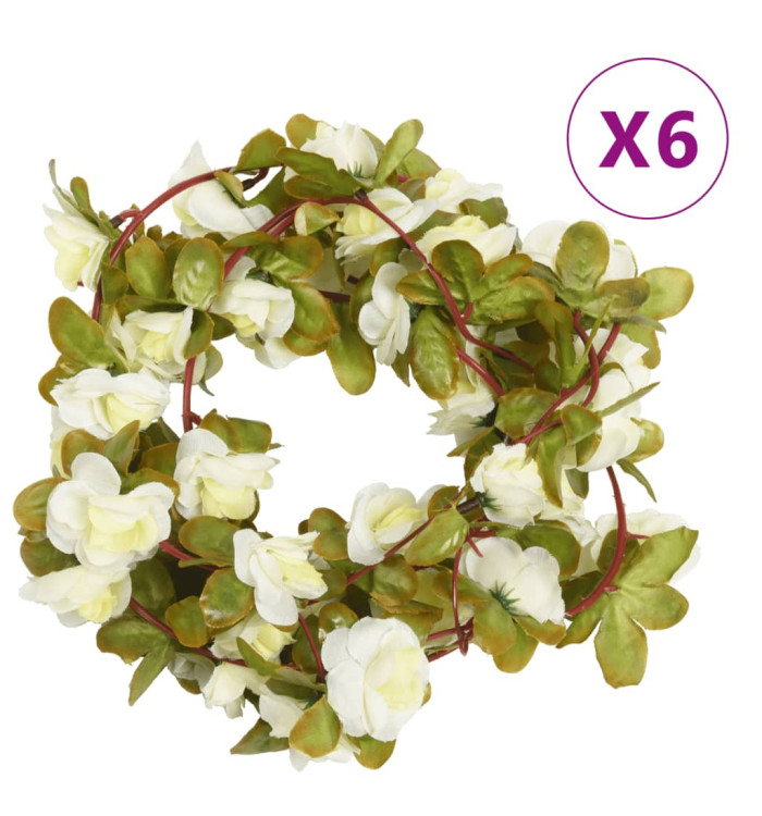 Guirlandes de fleurs de Noël 6 pcs blanc 250 cm | Mobilier & Déco