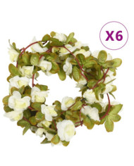 Guirlandes de fleurs de Noël 6 pcs blanc 250 cm | Mobilier & Déco