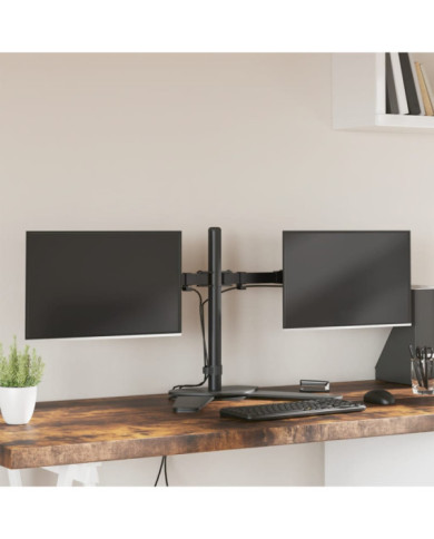 Support de moniteur double noir acier VESA 75/100 mm | Mobilier & Déco