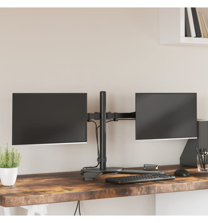 Support de moniteur double noir acier VESA 75/100 mm | Mobilier & Déco
