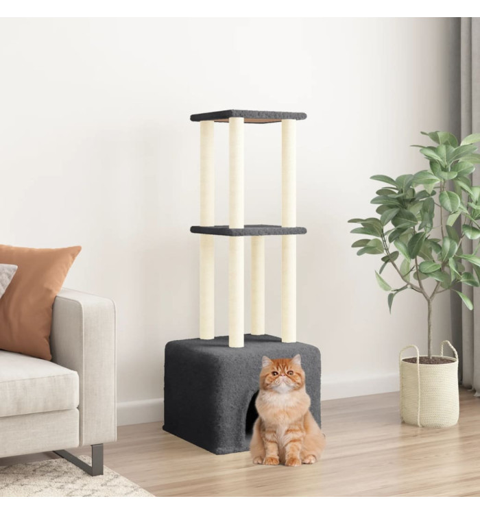 Arbre à chat avec griffoirs en sisal Gris foncé 133,5 cm | Mobilier & Déco