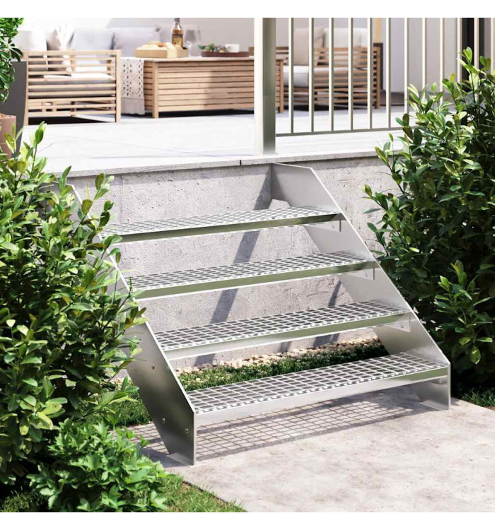Escalier en caillebotis 100x24x7 cm acier galvanisé | Mobilier & Déco