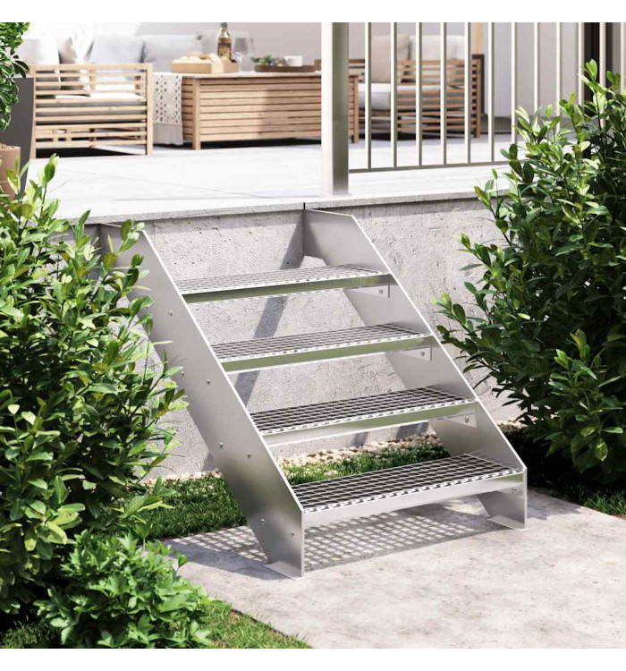Escalier en caillebotis 70x24x7 cm acier galvanisé | Mobilier & Déco
