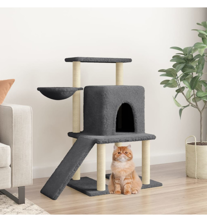 Arbre à chat avec griffoirs en sisal gris foncé 96,5 cm | Mobilier & Déco