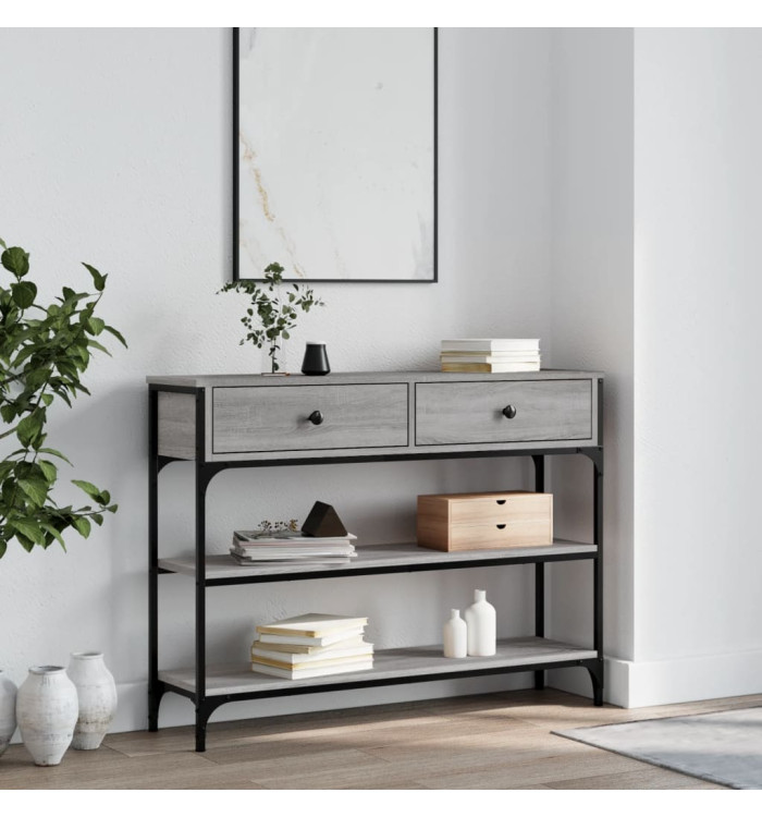Table console sonoma gris 100x25x75 cm bois d'ingénierie | Mobilier & Déco