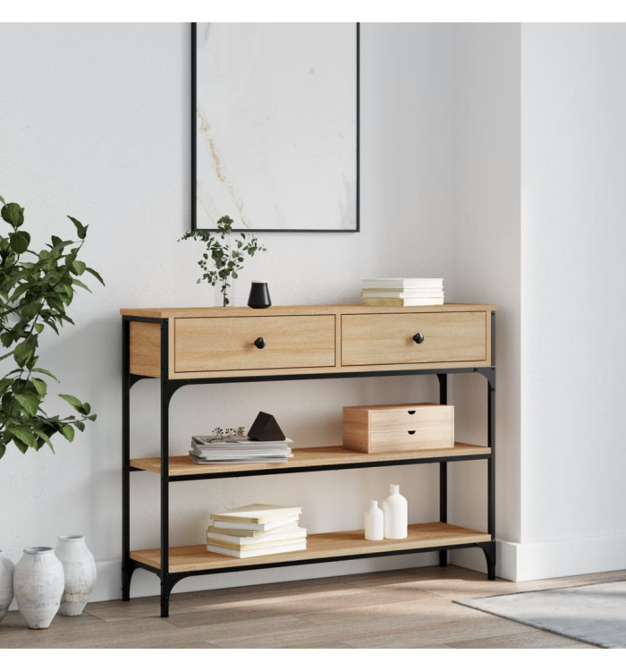 Table console chêne sonoma 100x25x75 cm bois d'ingénierie | Mobilier & Déco