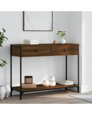Table console chêne marron 100x34,5x75 cm bois d'ingénierie | Mobilier & Déco