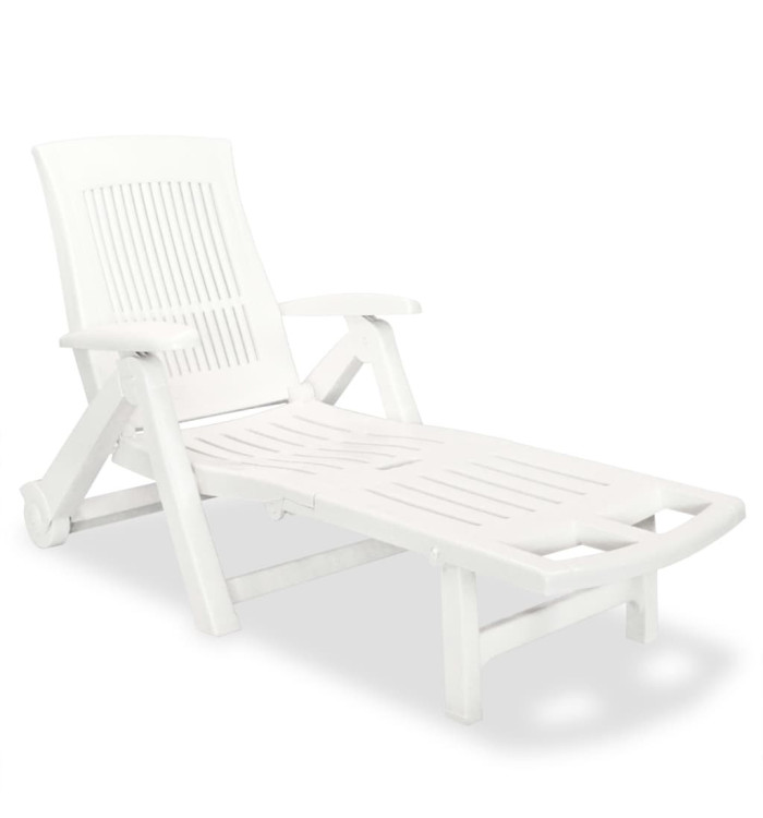 Chaise longue avec repose-pied Plastique Blanc | Mobilier & Déco