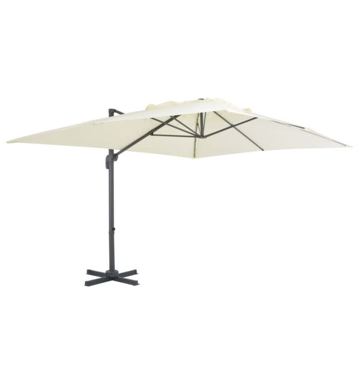 Parasol de jardin en porte-à-faux et poteau en aluminium sable | Mobilier & Déco