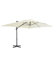 Parasol de jardin en porte-à-faux et poteau en aluminium sable | Mobilier & Déco