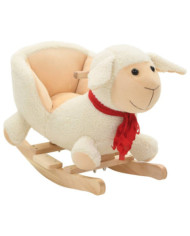 Mouton à bascule avec dossier Peluche 60x32x50 cm Blanc | Mobilier & Déco