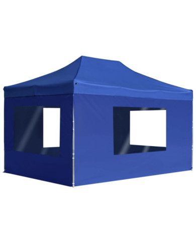 Tente de réception pliable avec parois Aluminium 4,5x3 m Bleu | Mobilier & Déco