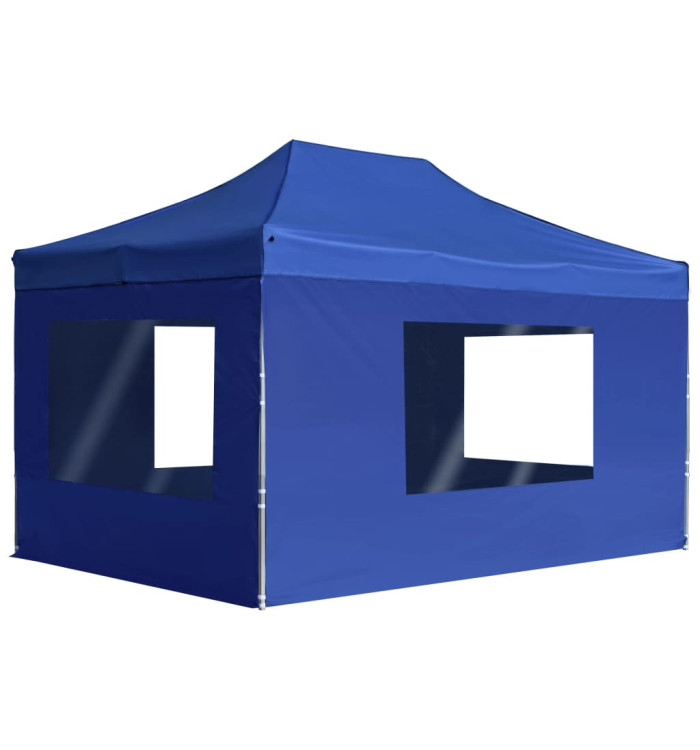 Tente de réception pliable avec parois Aluminium 4,5x3 m Bleu | Mobilier & Déco
