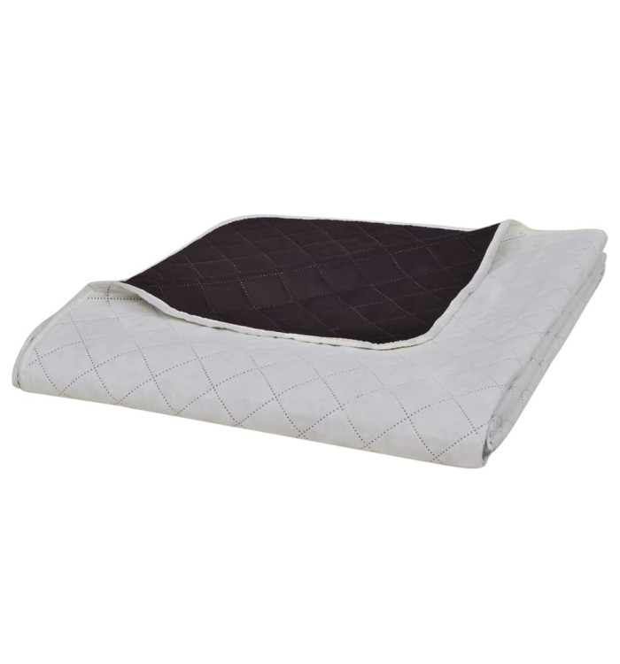Couvre-lit à double face matelassé Beige/Marron 220x240 cm | Mobilier & Déco
