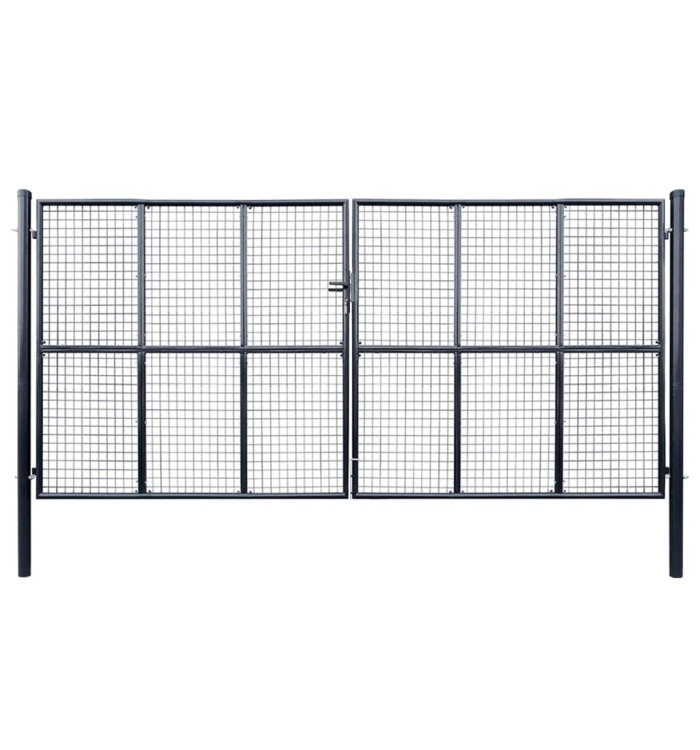 Portail en maille de jardin Acier galvanisé 400 x 175 cm Gris | Mobilier & Déco
