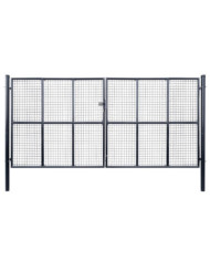 Portail en maille de jardin Acier galvanisé 400 x 175 cm Gris | Mobilier & Déco
