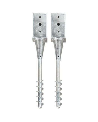 Piquets au sol 2 pcs Argenté 8x8x57 cm Acier galvanisé | Mobilier & Déco