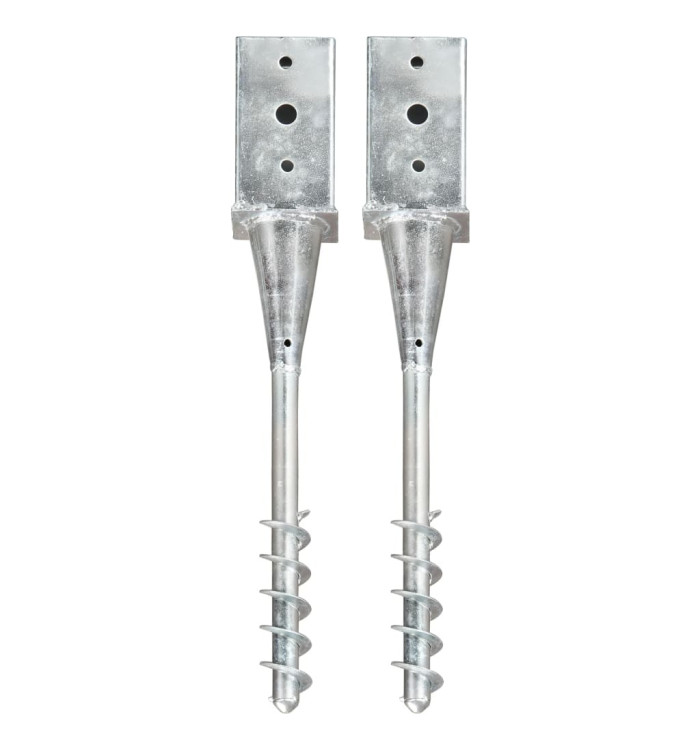 Piquets au sol 2 pcs Argenté 8x8x57 cm Acier galvanisé | Mobilier & Déco
