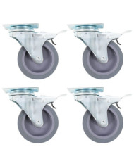 Roulettes pivotantes avec double frein 4 pcs 75 mm | Mobilier & Déco