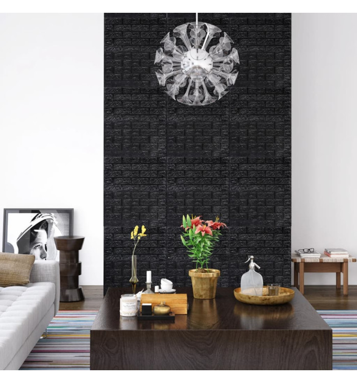 Papier peint 3D autoadhésif Briques 40 pcs Noir | Mobilier & Déco