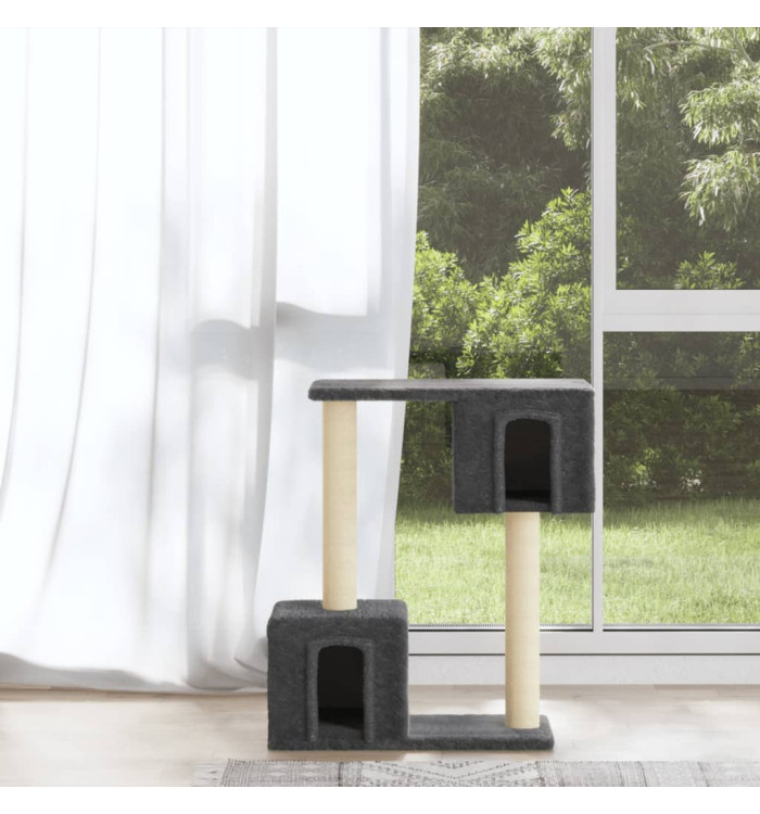 Arbre à chat avec griffoirs en sisal Gris foncé 60 cm | Mobilier & Déco