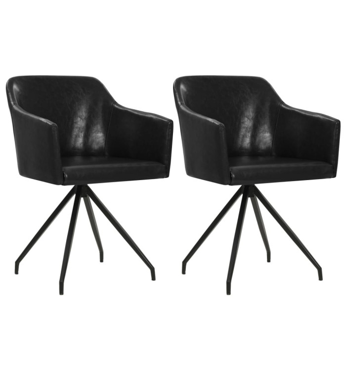 Chaises à manger pivotantes lot de 2 noir similicuir | Mobilier & Déco