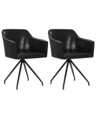 Chaises à manger pivotantes lot de 2 noir similicuir | Mobilier & Déco